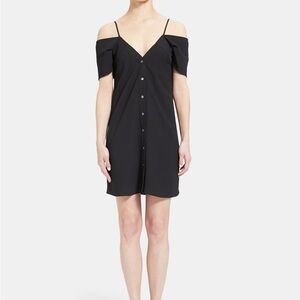 Theory Off-The-Shoulder Button-Down Dress